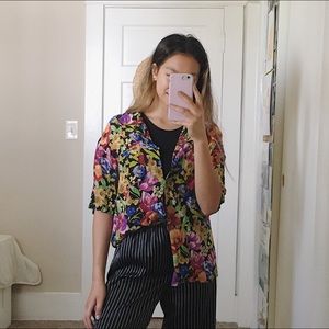 The Limited Vintage 90s Silk Floral Button Down Top